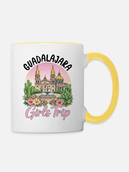 Guadalajara Girls Trip - Tasse zweifarbig - Weiß/Gelb