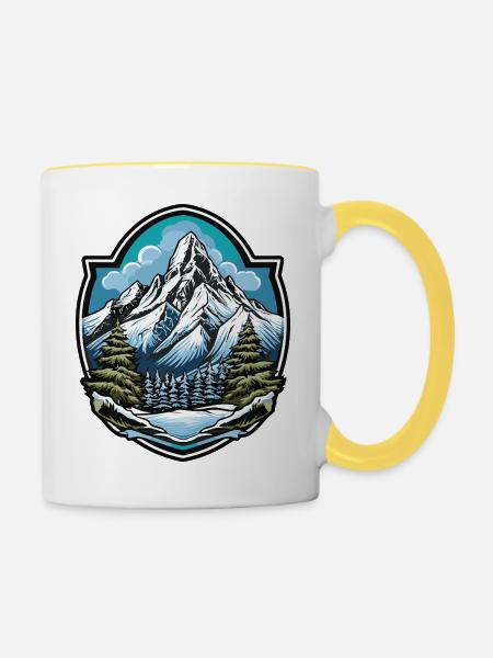 Gebirge - Tasse zweifarbig - Weiß/Gelb