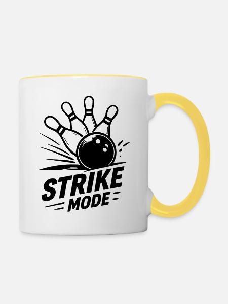 Bowling Strike Mode Kegeln Champion - Tasse zweifarbig - Weiß/Gelb