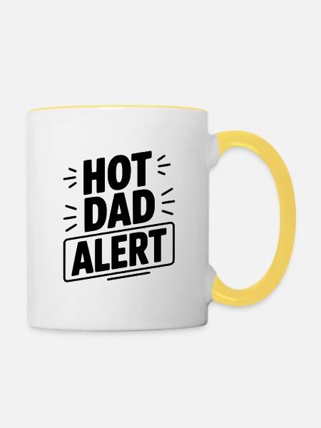 Hot Dad Alarm - Tasse zweifarbig - Weiß/Gelb