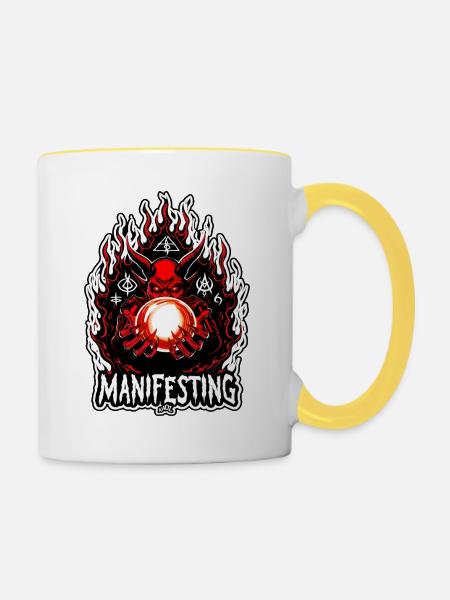 Flammengebundener Manifestierender Dämon - Tasse zweifarbig - Weiß/Gelb