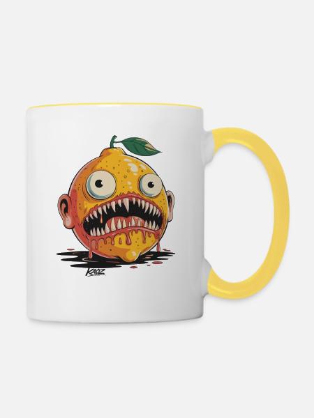 Albtraum-Zitrusmonster - Tasse zweifarbig - Weiß/Gelb