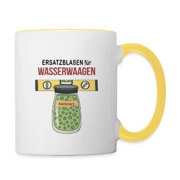 Ersatzblasen für Wasserwaagen Lustig Handwerk - Tasse zweifarbig - Weiß/Gelb - Rechts