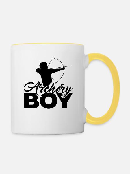 Bogenschießen Junge - Tasse zweifarbig - Weiß/Gelb