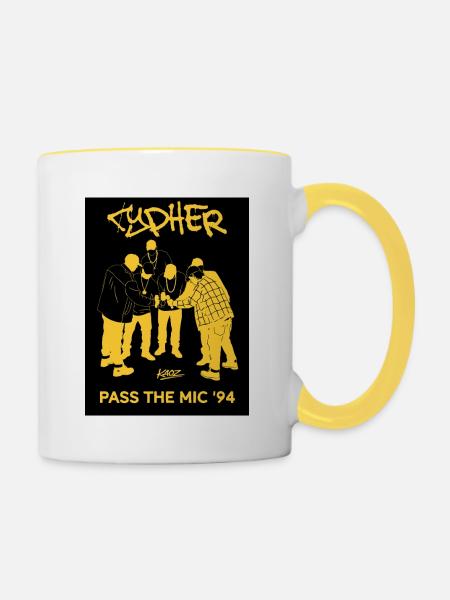 Pass the Mic ’94 – Circle - Tasse zweifarbig - Weiß/Gelb