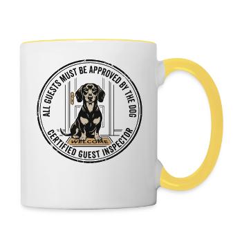 All Guests Approved By The Dog Design - Contrasting Mug - white/yellow - Right