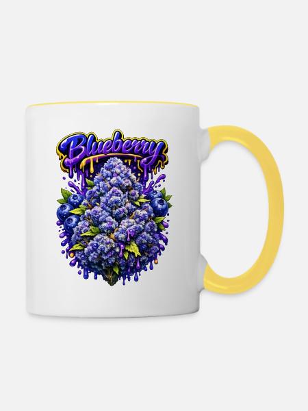 Blueberry Classic Graffiti-Druck - Tasse zweifarbig - Weiß/Gelb