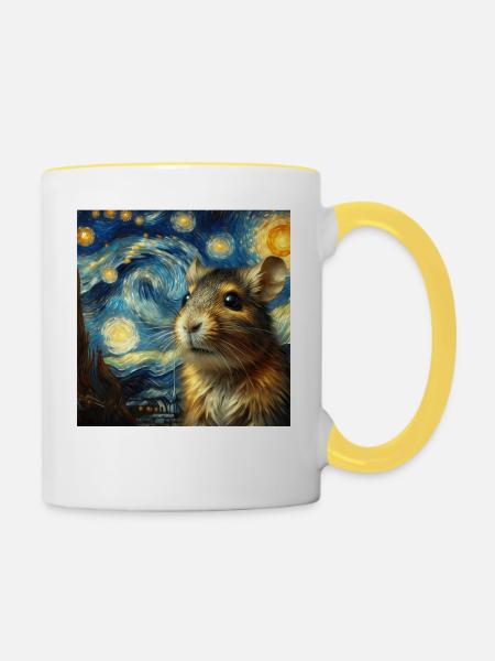 Degu Starry Night - Tasse zweifarbig - Weiß/Gelb