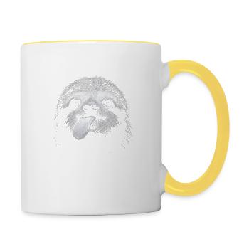 Lächelndes Faultier im Nachtkontrast - Tasse zweifarbig - Weiß/Gelb - Rechts
