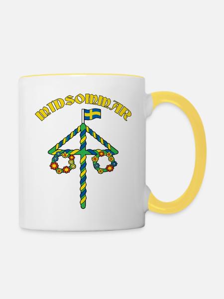 Litha Pagan: Sommersonnenwende, Mittsommer, Mittsommer, Mittsommer. - Tasse zweifarbig - Weiß/Gelb