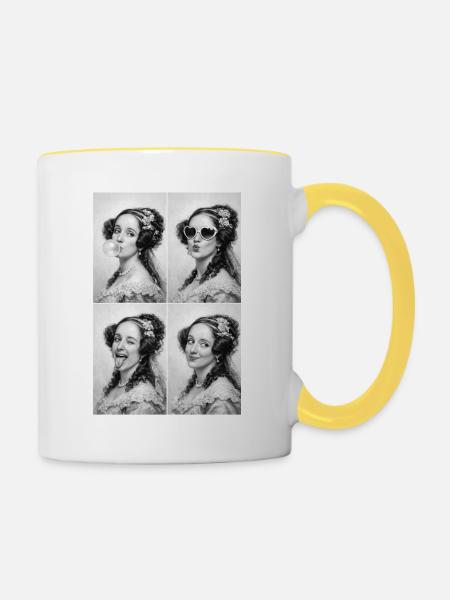 Ada Lovelace Collage - Tasse zweifarbig - Weiß/Gelb