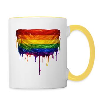 Raibow Drapeau LGBT dégoulinant - Mug contrasté - blanc/jaune - Droite