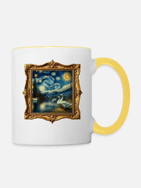 Emdengans Starry Night - Tasse zweifarbig - Weiß/Gelb
