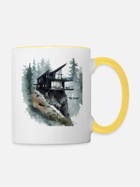 Klippen-Glashaus-Flucht - Tasse zweifarbig - Weiß/Gelb