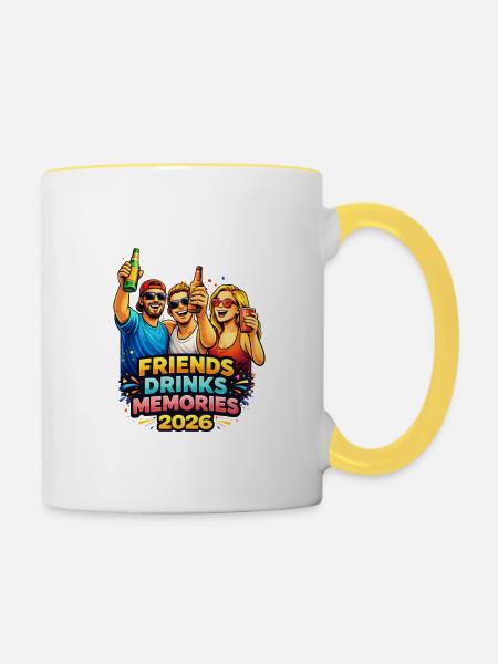 Friends Drinks Memories 2026 - Tasse zweifarbig - Weiß/Gelb