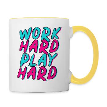 Work Hard Play Hard Neon Fun - Contrasting Mug - white/yellow - Right