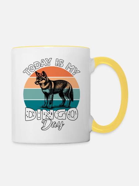 Australischer Wildhund Dingo - Tasse zweifarbig - Weiß/Gelb
