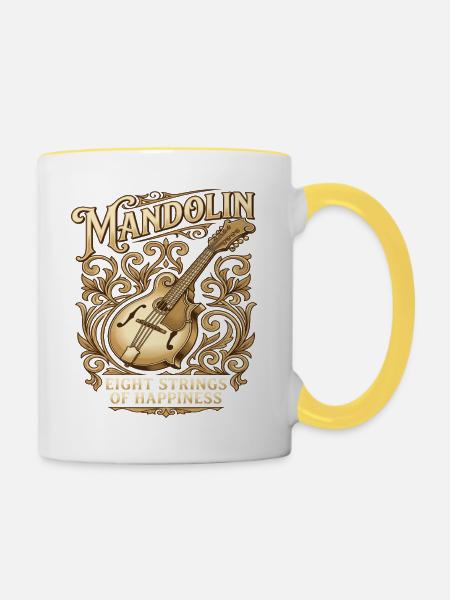 Mandolin Eight Strings of Happiness - Mandoline - Tasse zweifarbig - Weiß/Gelb