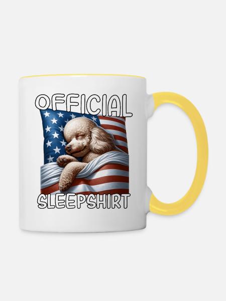 Pudel US Schlafshirt - Tasse zweifarbig - Weiß/Gelb