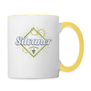 Silvaner mit Rebe Vintage Weintrinker Design - Tasse zweifarbig - Weiß/Gelb - Rechts