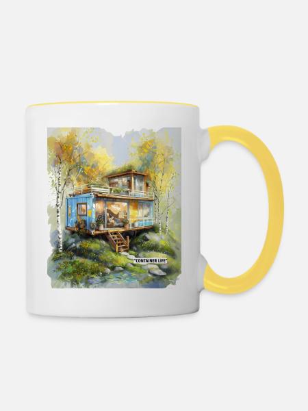 Container Life Woodland Studio - Tasse zweifarbig - Weiß/Gelb