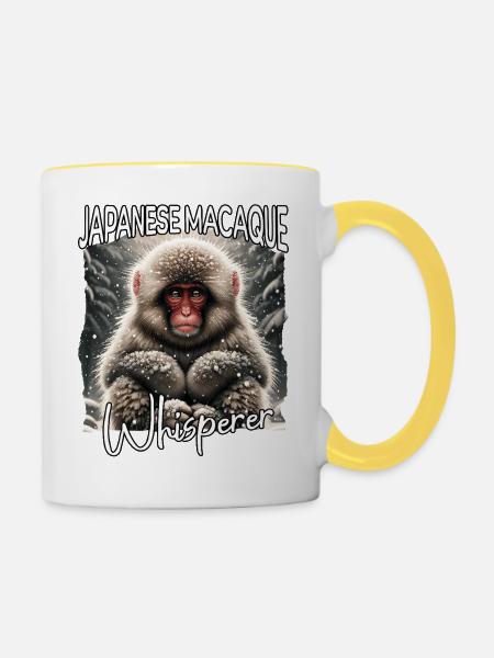 Japanmakak Flüsterer - Tasse zweifarbig - Weiß/Gelb