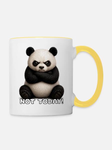 Panda Not Today Meme - Tasse zweifarbig - Weiß/Gelb