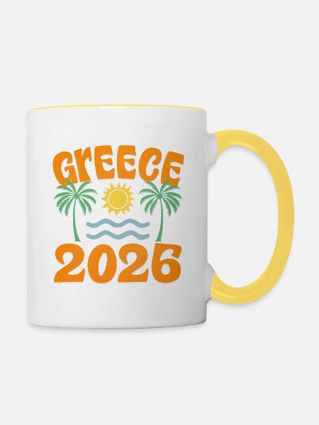 Greece 2026 - Tasse zweifarbig - Weiß/Gelb