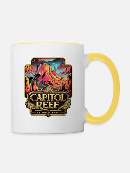Capitol Reef Neon-Wüstenlandschaft - Tasse zweifarbig - Weiß/Gelb