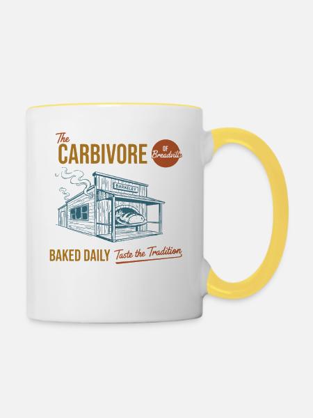 Sauerteigbrot Backkarbivore aus Breadville - Tasse zweifarbig - Weiß/Gelb