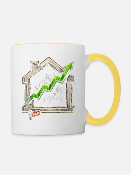 Immobilienmakler Makler - Tasse zweifarbig - Weiß/Gelb
