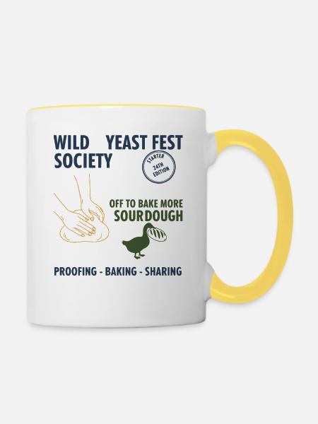 Sauerteig-Wildhefefest Gesellschaft backt weiter - Tasse zweifarbig - Weiß/Gelb
