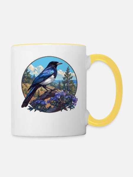 Elstern Elster - Tasse zweifarbig - Weiß/Gelb