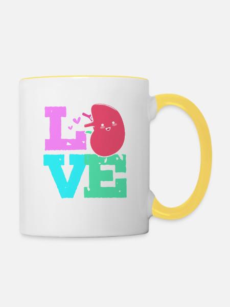 Nierenspender Spender Niere - Tasse zweifarbig - Weiß/Gelb