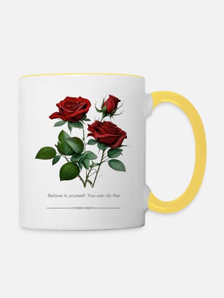 Rose - Tasse zweifarbig - Weiß/Gelb