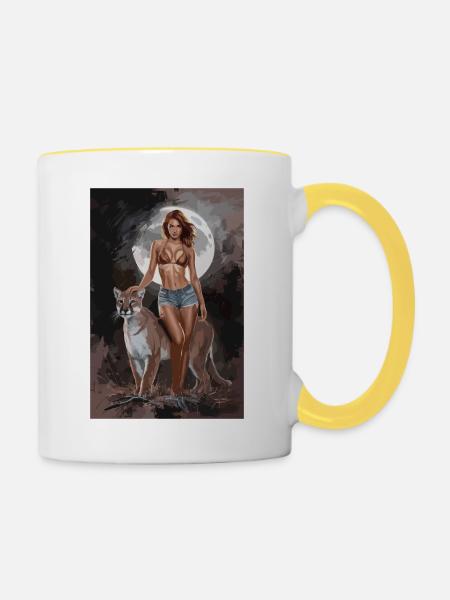 Mondlichtläuferin  - Tasse zweifarbig - Weiß/Gelb
