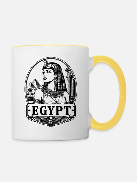 Cleopatra Egypt Königin Nil Pyramiden - Tasse zweifarbig - Weiß/Gelb