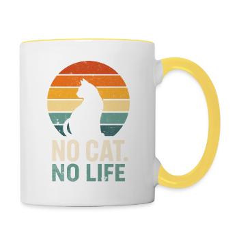 No cat, no life - Contrasting Mug - white/yellow - Right