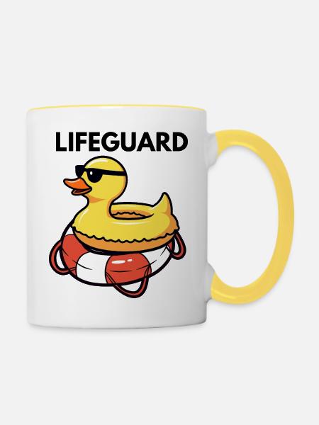 Entchen-Rettungsschwimmer-Boje Humor Summer Cool - Tasse zweifarbig - Weiß/Gelb