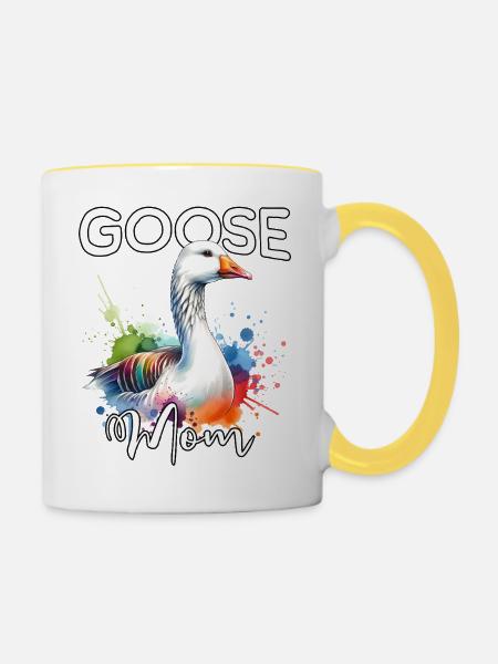 Gans Mama - Tasse zweifarbig - Weiß/Gelb