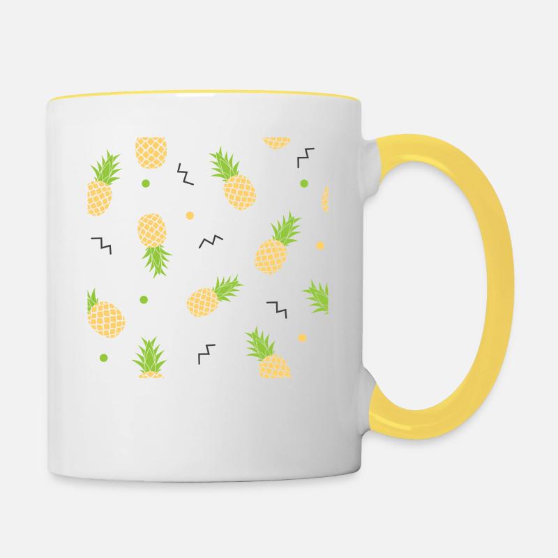 Motif jaune ananas - Mug contrasté - blanc/jaune