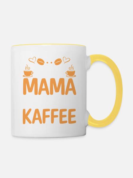 Kaffee Kaffeeliebhaber Mutter Mama - Tasse zweifarbig - Weiß/Gelb