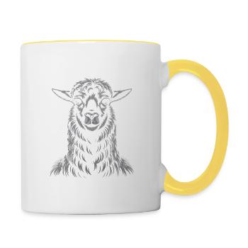 Lama - Tasse zweifarbig - Weiß/Gelb - Rechts