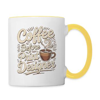 Designer d’estampes Café Graphiste Passionné de café - Mug contrasté - blanc/jaune - Droite