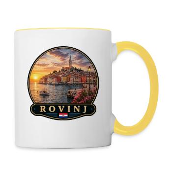Rovinj Kroatien Küstenstadt Altstadt Urlaub Erinne - Tasse zweifarbig - Weiß/Gelb - Rechts
