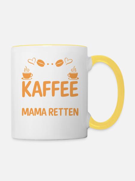 Kaffee Kaffeeliebhaber Mutter Mama - Tasse zweifarbig - Weiß/Gelb