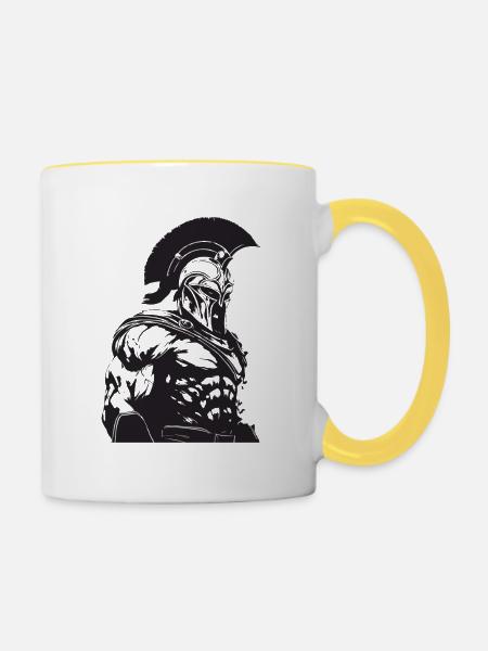 Spartaner Gladiator Bodybuilding - Tasse zweifarbig - Weiß/Gelb