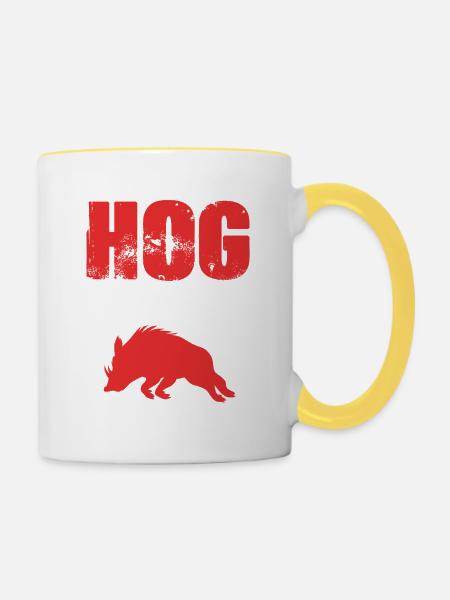 Wildschwein Jagd - Tasse zweifarbig - Weiß/Gelb