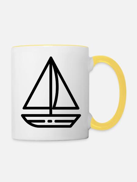 Segelschiff - Tasse zweifarbig - Weiß/Gelb