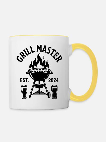 GRILL MASTER EST 2024 Grillmeister - Tasse zweifarbig - Weiß/Gelb